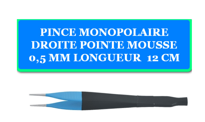 PINCE MONOPOLAIRE DROITE POINTE MOUSSE 0,5 MM LONGUEUR  12 CM