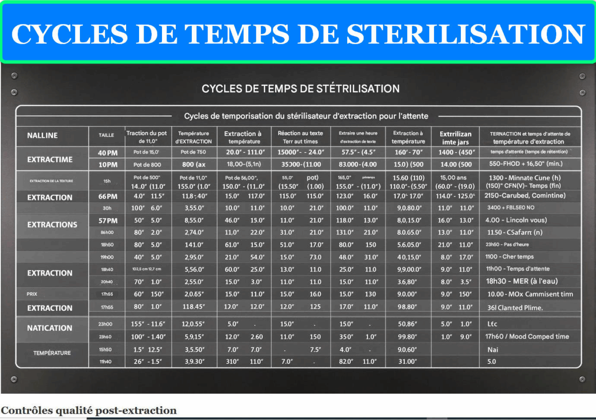 CYCLES DE TEMPS DE STERILISATION