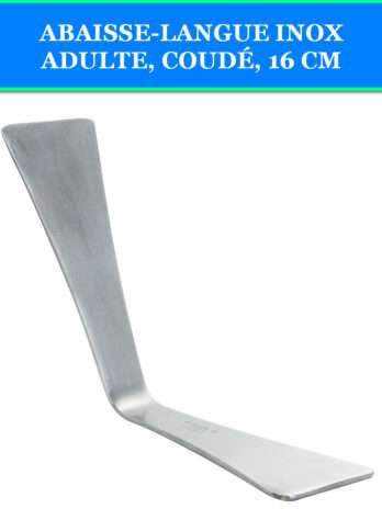 ABAISSE-LANGUE INOX ADULTE, COUDÉ, 16 CM
